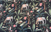 Laos Ebony Black Tropical Monkey Peacock Upholstery Drapery Belle Maison Fabric By The Yard