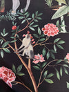 Laos Ebony Black Tropical Monkey Peacock Upholstery Drapery Belle Maison Fabric By The Yard
