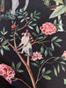 Laos Ebony Black Tropical Monkey Peacock Upholstery Drapery Belle Maison Fabric By The Yard