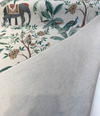 Laos Slate Linen Tropical Monkey Peacock Upholstery Drapery Belle Maison Fabric By The Yard