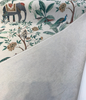 Laos Slate Linen Tropical Monkey Peacock Upholstery Drapery Belle Maison Fabric By The Yard