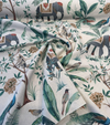 Laos Slate Linen Tropical Monkey Peacock Upholstery Drapery Belle Maison Fabric By The Yard