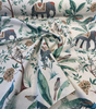 Laos Slate Linen Tropical Monkey Peacock Upholstery Drapery Belle Maison Fabric By The Yard