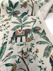 Laos Slate Linen Tropical Monkey Peacock Upholstery Drapery Belle Maison Fabric By The Yard