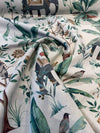 Laos Slate Linen Tropical Monkey Peacock Upholstery Drapery Belle Maison Fabric By The Yard