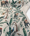 Laos Slate Linen Tropical Monkey Peacock Upholstery Drapery Belle Maison Fabric By The Yard