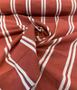 Laura & Kiran Grain Sack Rust Red Ivory Stripe Cotton Fabric By The Yard