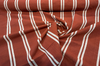 Laura & Kiran Grain Sack Rust Red Ivory Stripe Cotton Fabric By The Yard