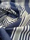 Sunbrella Ashtown Stripe Harbor Blue Gray Stripe Outdoor Fabric 