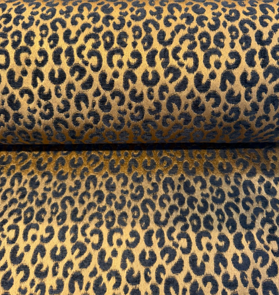 Tanzia Onyx Gold Leopard Jacquard Upholstery Drapery Tempo Fabric