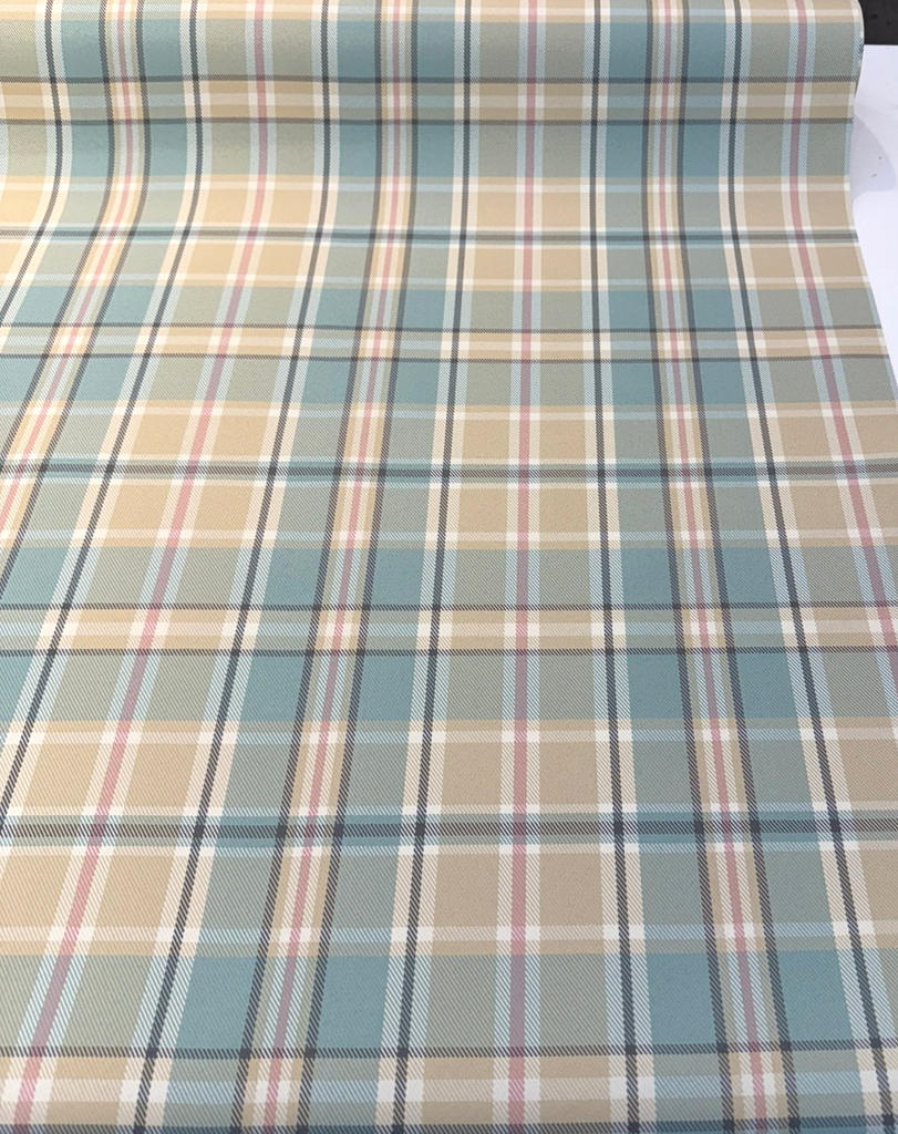 P Kaufmann Plaid Stately Spring Spa Beige Drapery Upholstery Fabric 