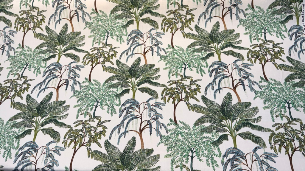 Tallulah Summer Green Palm Tree Cotton Belle Maison Fabric 
