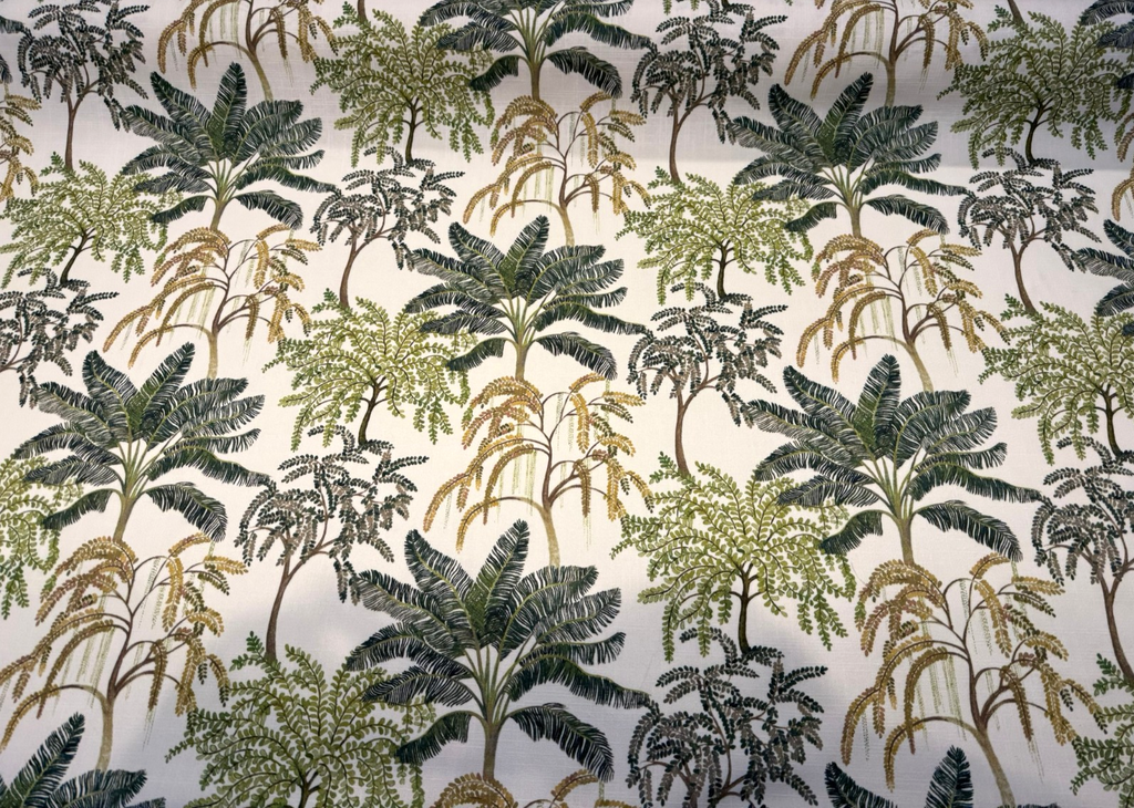 Tallulah Fall Green Palm Tree Cotton Belle Maison Fabric 