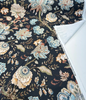 Charlotte Onyx Black Jacobean Floral Cotton Belle Maison Fabric By The Yard