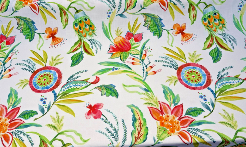 Belle Maison Moxie Coral Multi Tropical Floral Cotton Fabric