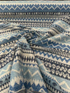 P/K Pilgrimage Stripe Azure Blue Chenille Upholstery Fabric By The Yard