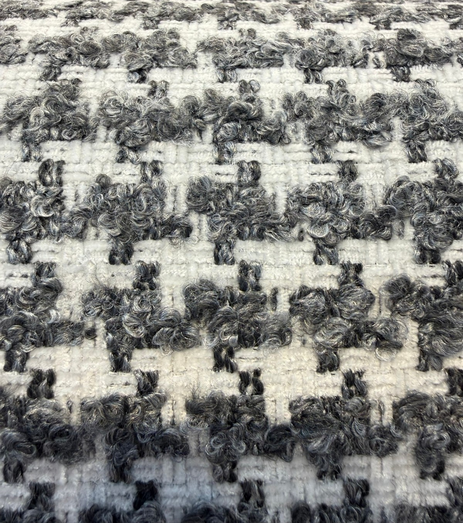 P Kaufmann Upholstery Lia Houndstooth Domino Black Fabric 