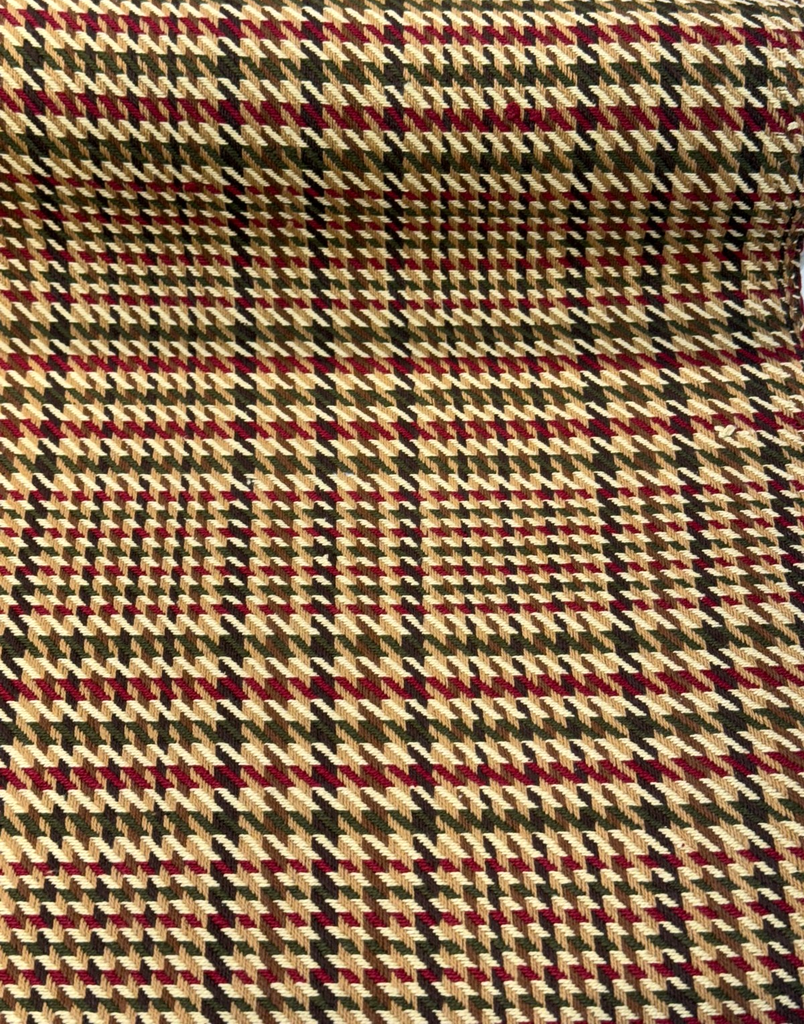 Laura & Kiran Glen Plaid Check Wine Camel Olive Fabric By The Yard