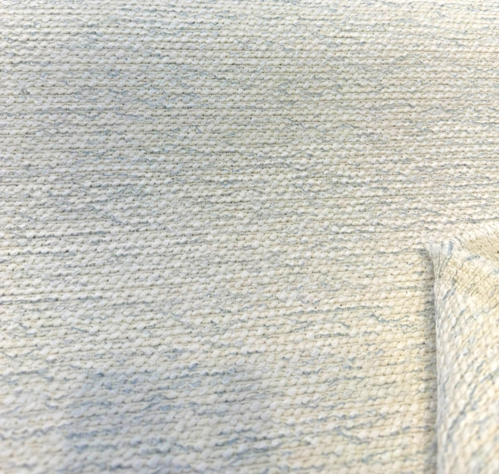 Dreamy White Blue Mist Textured Boucle Performance Upholstery Fabric By The Yard