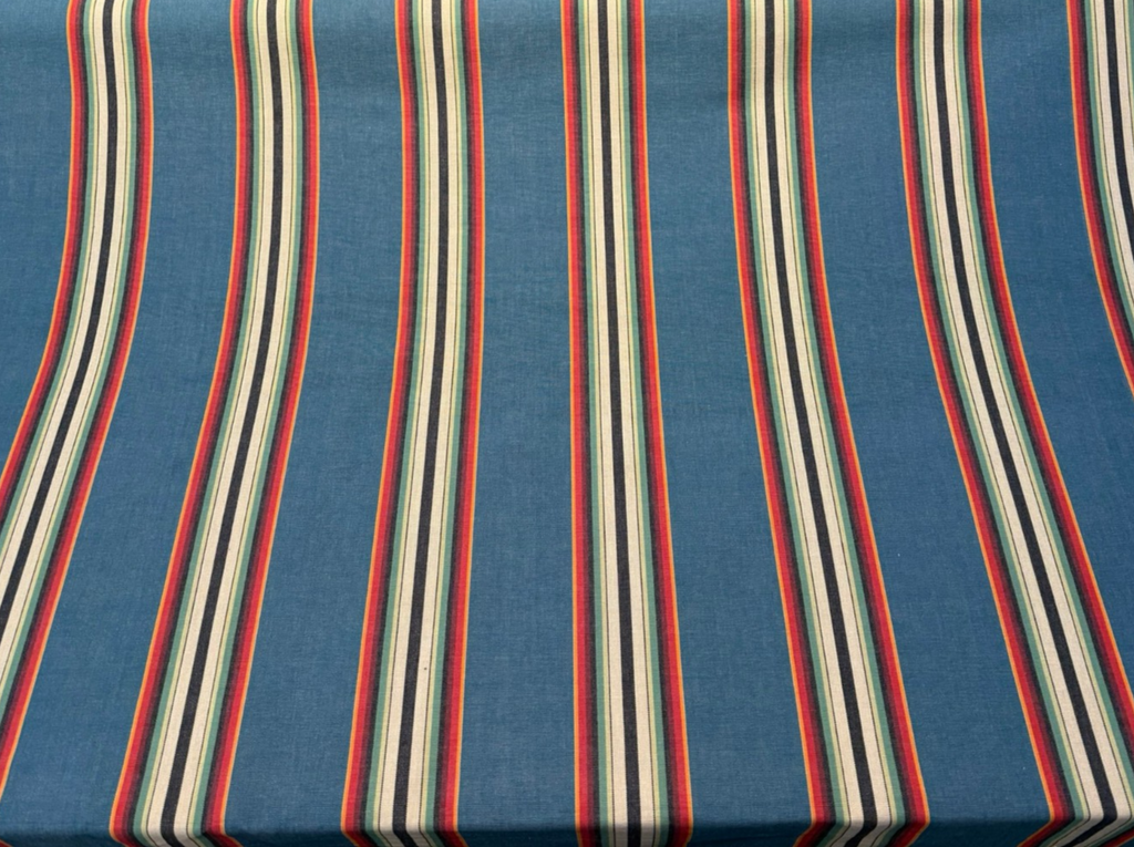 Laura & Kiran Hidalgo Stripe Turquoise Upholstery Drapery Fabric By The yard