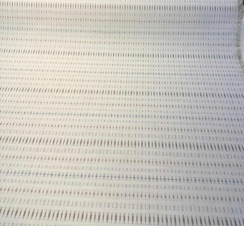 Sunbrella Esti Birch ivory ticked stripe outdoor upholstery fabric