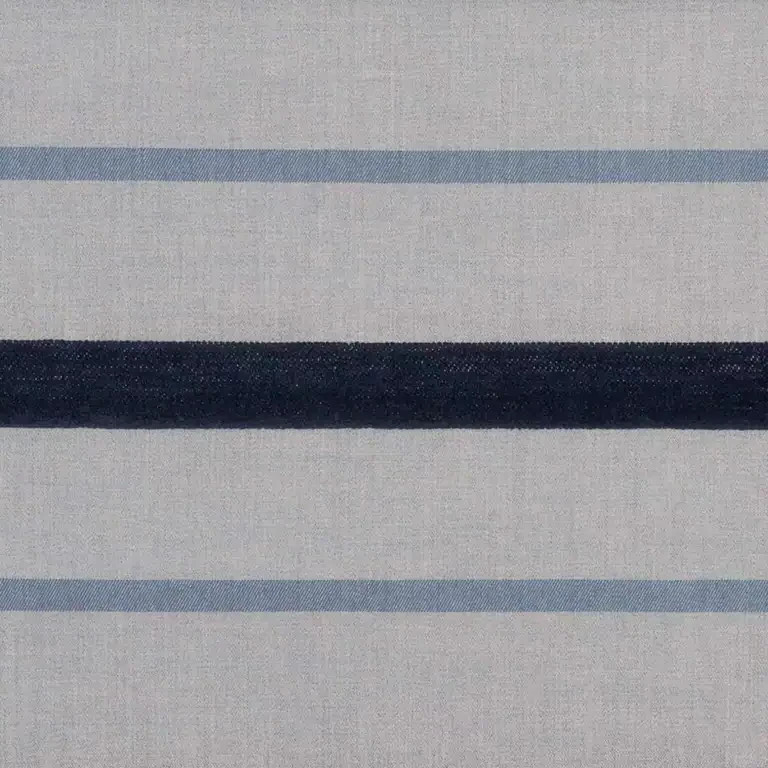 Sunbrella Revival Denim navy and ivory awning stripe outdoor fabric