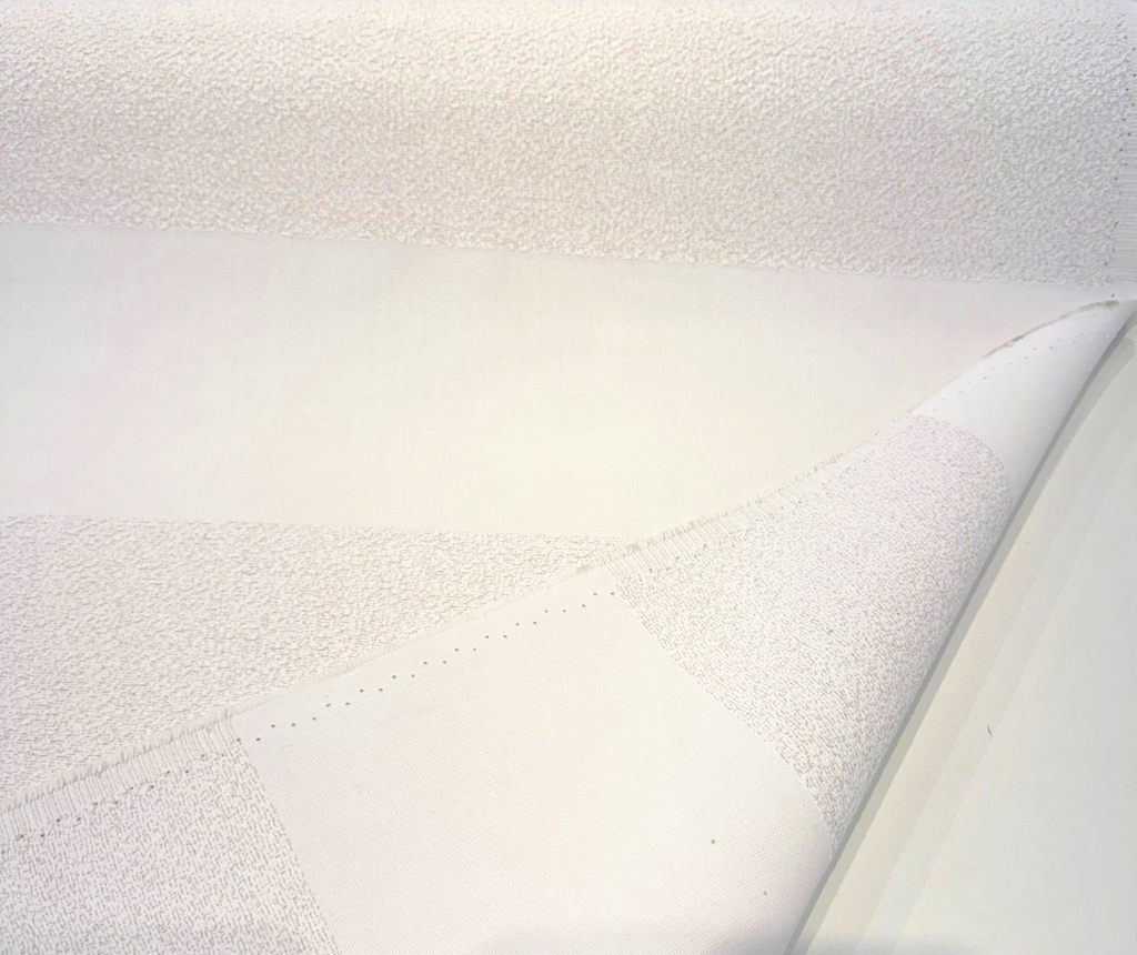 Sunbrella Afar Snow White tone-on-tone textured cabana stripe fabric