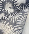 Etta Harbor Blue oversized fan palm rosettes on pale gray blue ground