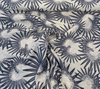 Etta Harbor Blue folded back to show the reverse, white palms on navy
