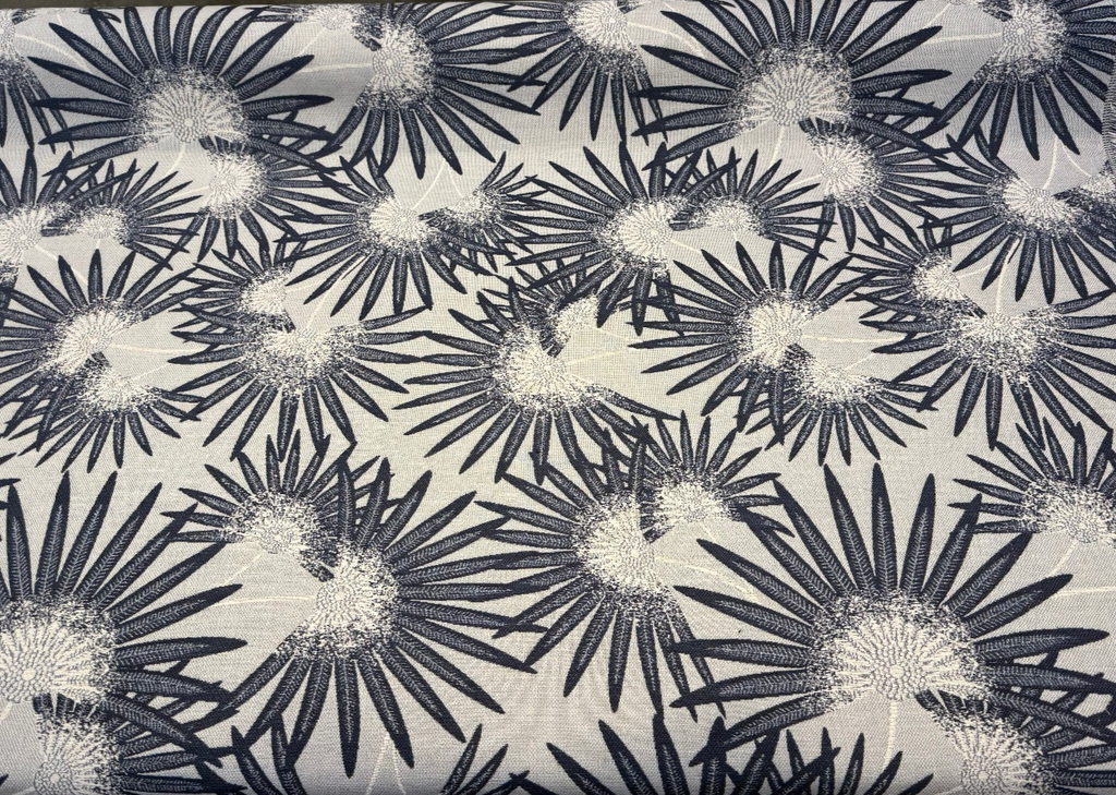 Sunbrella Etta Harbor Blue navy palm botanical outdoor upholstery fabric