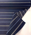 Linger Coast Blue ivory checkerboard bands and pinstripes on denim blue