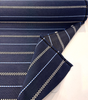 Linger Coast Blue ivory checkerboard bands and pinstripes on denim blue