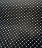 Heritage black and ivory diamond trellis backed upholstery fabric