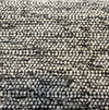 Close-up of the looped black and white chenille yarns and nubby texture