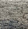 Close-up of the looped black and white chenille yarns and nubby texture