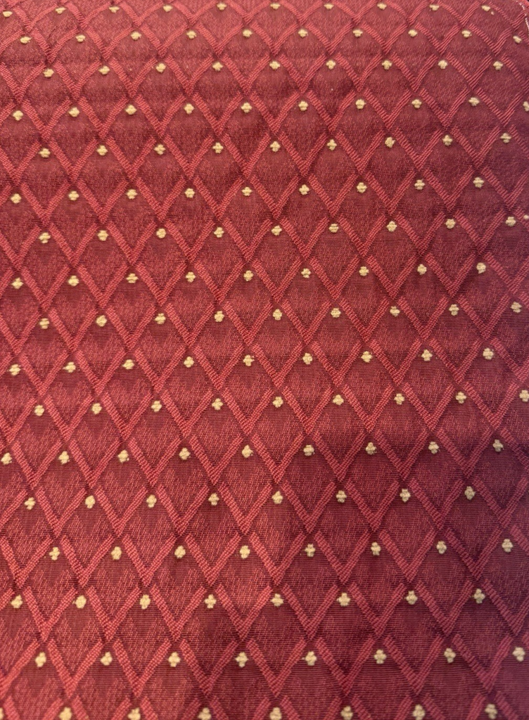 Sanctuary red gold diamond lattice jacquard upholstery fabric by the yard