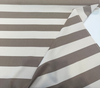 Sunbrella Rue Mocha taupe ivory stripe slubbed linen look texture close-up