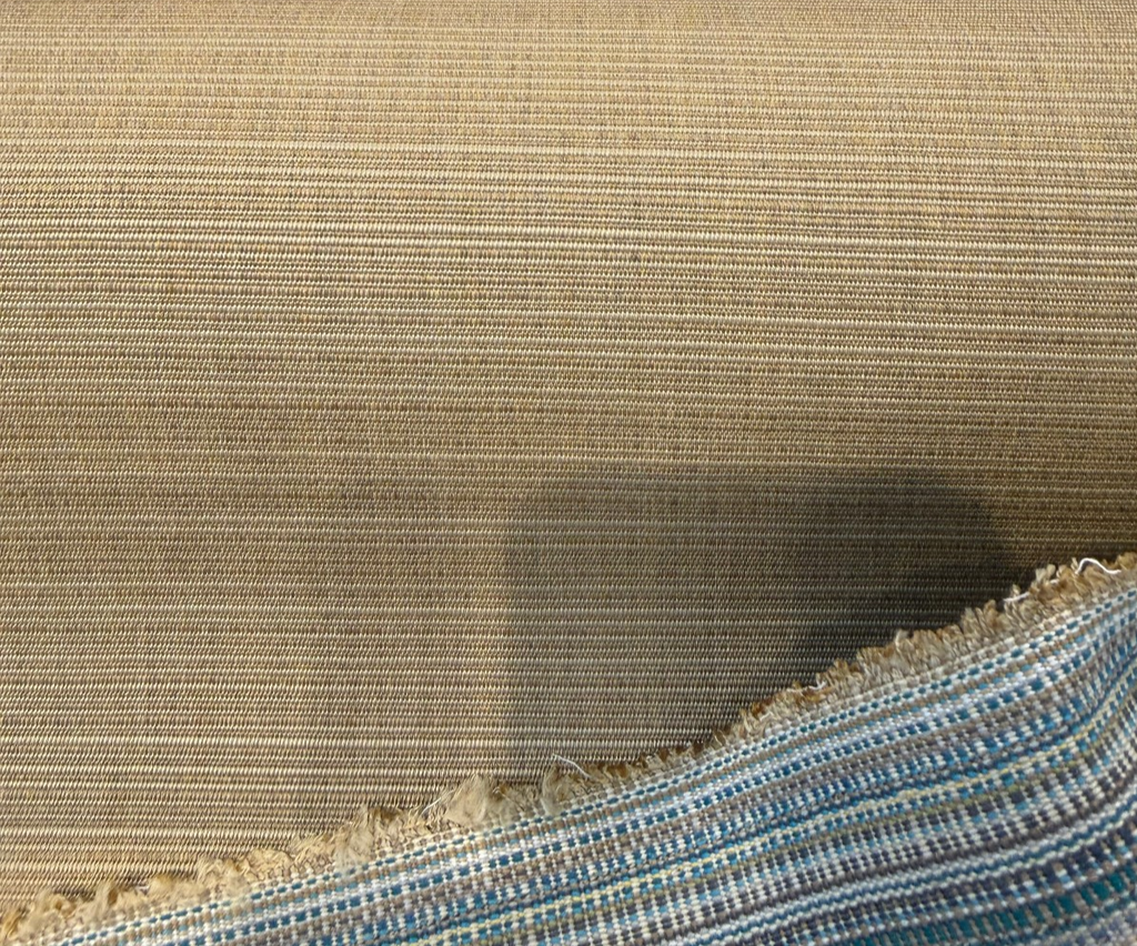 Sunbrella Dupione Raffia wheat beige variegated stripe indoor outdoor upholstery fabric