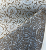 Sunbrella Veena Wildwood powder blue and caramel floral fabric on the roll