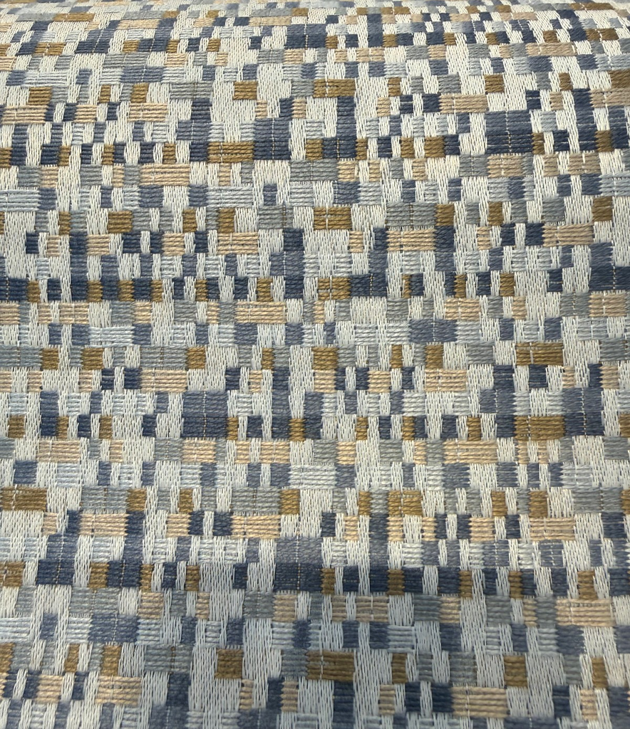 Kravet Design 34697-521 blue gold ochre pixel mosaic Crypton Home upholstery fabric