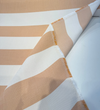 Sunbrella Rue Peach warm apricot ivory stripe slubbed linen look texture close-up