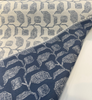 Lola Slate 146812-0002 stylized pod and leaf linework pattern close-up on cream ground