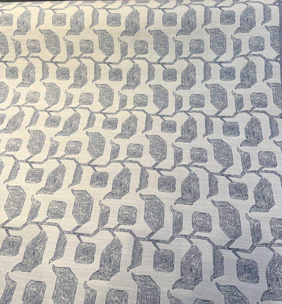 Sunbrella Lola Slate blue gray geometric botanical indoor outdoor upholstery fabric