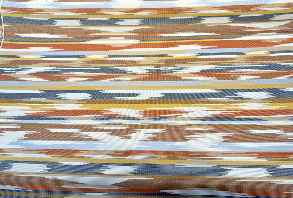 Sunbrella Transformation Canyon terracotta ikat stripe indoor outdoor upholstery fabric