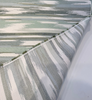 Transformation Moss 146828-0002 feathered ikat stripe in seafoam sage dusty blue and ivory close-up