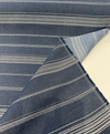 Sunbrella Toro Indigo stripe fabric showing lighter chambray blue reverse detail
