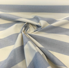 Sunbrella Rue Air Blue light periwinkle white stripe slubbed linen look texture close-up