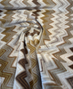 Opuzen Juno Natural 9860-7900 polyester velvet with chevron flame stitch pattern