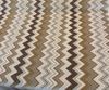 Opuzen Juno Natural zigzag chevron velvet upholstery fabric in chocolate brown, olive, taupe and cream
