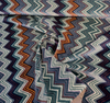 Opuzen Juno Riviera multicolor chevron velvet in slate periwinkle, mustard and oxblood